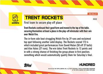 2022 Topps Now The Hundred #022 Trent Rockets Back