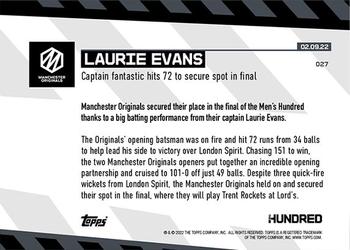 2022 Topps Now The Hundred #027 Laurie Evans Back