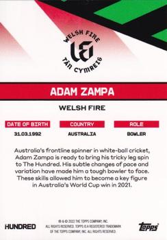 2022 Topps The Hundred #NNO Adam Zampa Back