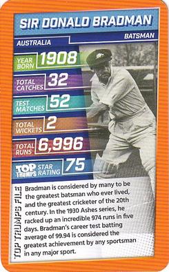 2020 Top Trumps Legends Of Cricket #NNO Donald Bradman Front