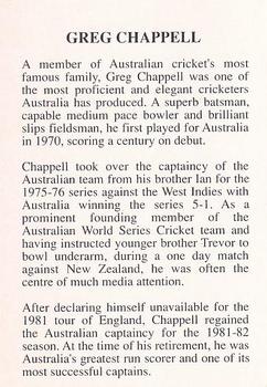 1994 The Great Test Match Card Game #NNO Greg Chappell Back