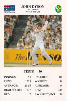 1994 The Great Test Match Card Game #NNO John Dyson Front
