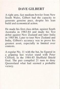 1994 The Great Test Match Card Game #NNO Dave Gilbert Back