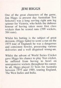 1994 The Great Test Match Card Game #NNO Jim Higgs Back