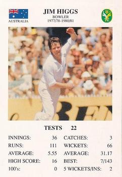 1994 The Great Test Match Card Game #NNO Jim Higgs Front
