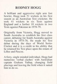 1994 The Great Test Match Card Game #NNO Rodney Hogg Back