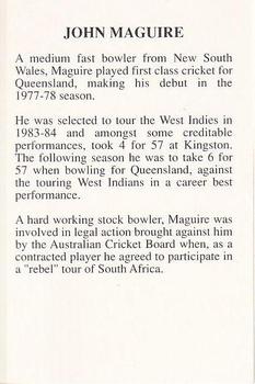 1994 The Great Test Match Card Game #NNO John Maguire Back