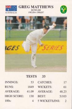 1994 The Great Test Match Card Game #NNO Greg Matthews Front