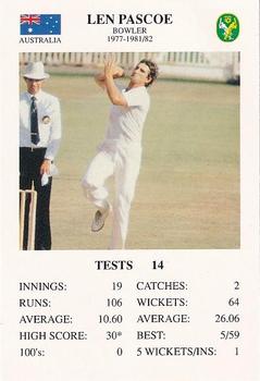 1994 The Great Test Match Card Game #NNO Len Pascoe Front