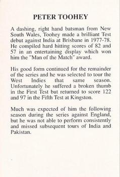 1994 The Great Test Match Card Game #NNO Peter Toohey Back