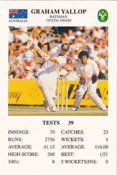 1994 The Great Test Match Card Game #NNO Graham Yallop Front
