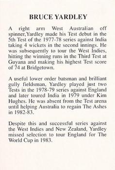 1994 The Great Test Match Card Game #NNO Bruce Yardley Back