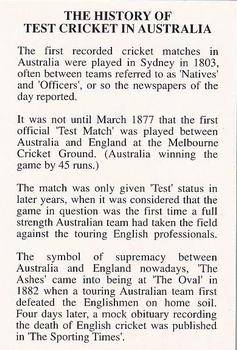 1994 The Great Test Match Card Game #NNO The History Of Test Cricket In Australia Front