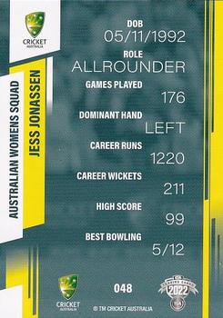 2022-23 TLA Traders Cricket Australia #048 Jess Jonassen Back