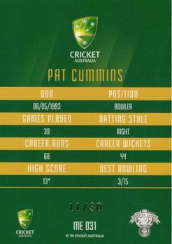 2022-23 TLA Traders Cricket Australia - Mojo Emerald #ME031 Pat Cummins Back