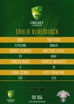 2022-23 TLA Traders Cricket Australia - Mojo Emerald #ME056 Tayla Vlaeminck Back