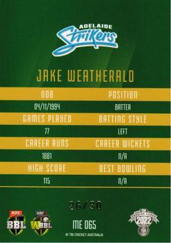 2022-23 TLA Traders Cricket Australia - Mojo Emerald #ME065 Jake Weatherald Back