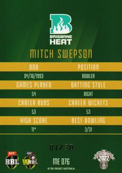 2022-23 TLA Traders Cricket Australia - Mojo Emerald #ME076 Mitch Swepson Back
