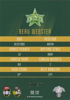 2022-23 TLA Traders Cricket Australia - Mojo Emerald #ME112 Beau Webster Back