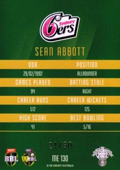 2022-23 TLA Traders Cricket Australia - Mojo Emerald #ME130 Sean Abbott Back