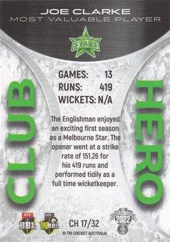2022-23 TLA Traders Cricket Australia - Club Heroes #CH 17 Joe Clarke Back