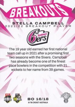 2022-23 TLA Traders Cricket Australia - Breakouts White #BO 16 Stella Campbell Back