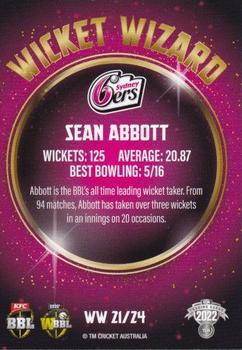 2022-23 TLA Traders Cricket Australia - Wicket Wizards #WW 21 Sean Abbott Back