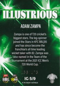 2022-23 TLA Traders Cricket Australia - Illustrious Green #IG 5 Adam Zampa Back