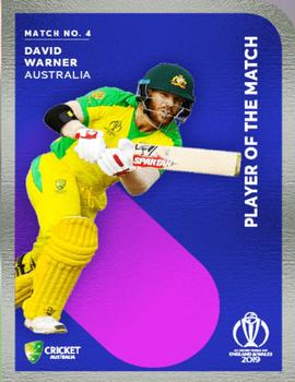 2019 Tap 'N' Play Cricket World Cup Player Of The Match #4 David Warner Front