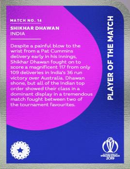 2019 Tap 'N' Play Cricket World Cup Player Of The Match #14 Shikhar Dhawan Back