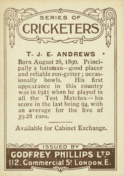 1923-25 Godfrey Phillips Cricketers #1 Tommy Andrews Back