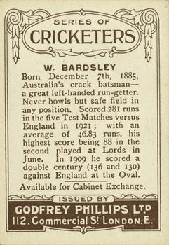 1923-25 Godfrey Phillips Cricketers #2 Warren Bardsley Back