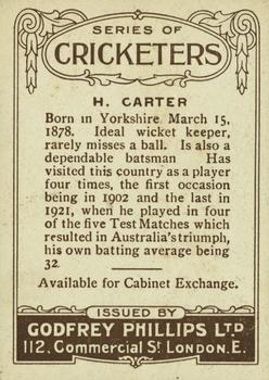 1923-25 Godfrey Phillips Cricketers #3 Hanson Carter Back