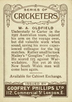 1923-25 Godfrey Phillips Cricketers #4 Bert Oldfield Back
