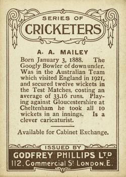 1923-25 Godfrey Phillips Cricketers #5 Arthur Mailey Back