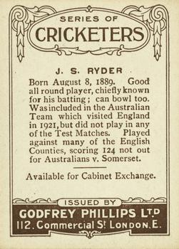 1923-25 Godfrey Phillips Cricketers #10 Jack Ryder Back