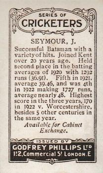 1923-25 Godfrey Phillips Cricketers #28 John Seymour Back