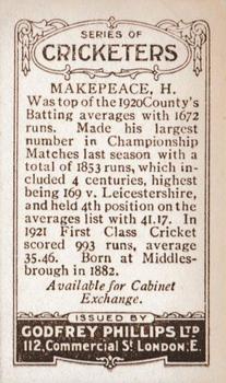 1923-25 Godfrey Phillips Cricketers #33 Harry Makepeace Back