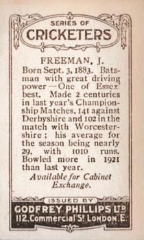 1923-25 Godfrey Phillips Cricketers #39 John Freeman Back