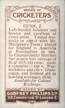1923-25 Godfrey Phillips Cricketers #64 John Gunn Back