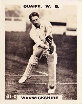 1923-25 Godfrey Phillips Cricketers #81 William Quaife Front