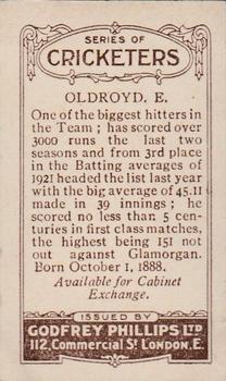 1923-25 Godfrey Phillips Cricketers #119 Edgar Oldroyd Back