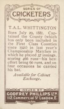 1923-25 Godfrey Phillips Cricketers #175 Tom Whittington Back