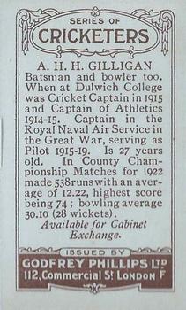 1923-25 Godfrey Phillips Cricketers #203 Harold Gilligan Back
