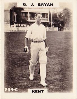 1923-25 Godfrey Phillips Cricketers #204 Godfrey Bryan Front