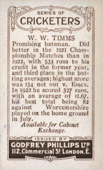 1923-25 Godfrey Phillips Cricketers #211 Wilfrid Timms Back