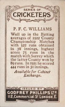 1923-25 Godfrey Phillips Cricketers #214 Phillip Williams Back