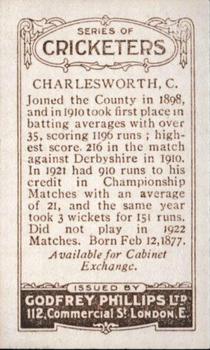 1923-25 Godfrey Phillips Cricketers #93 Crowther Charlesworth Back