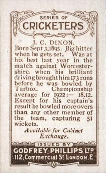 1923-25 Godfrey Phillips Cricketers #138 Joseph Dixon Back