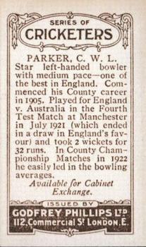 1923-25 Godfrey Phillips Cricketers #136 Charlie Parker Back